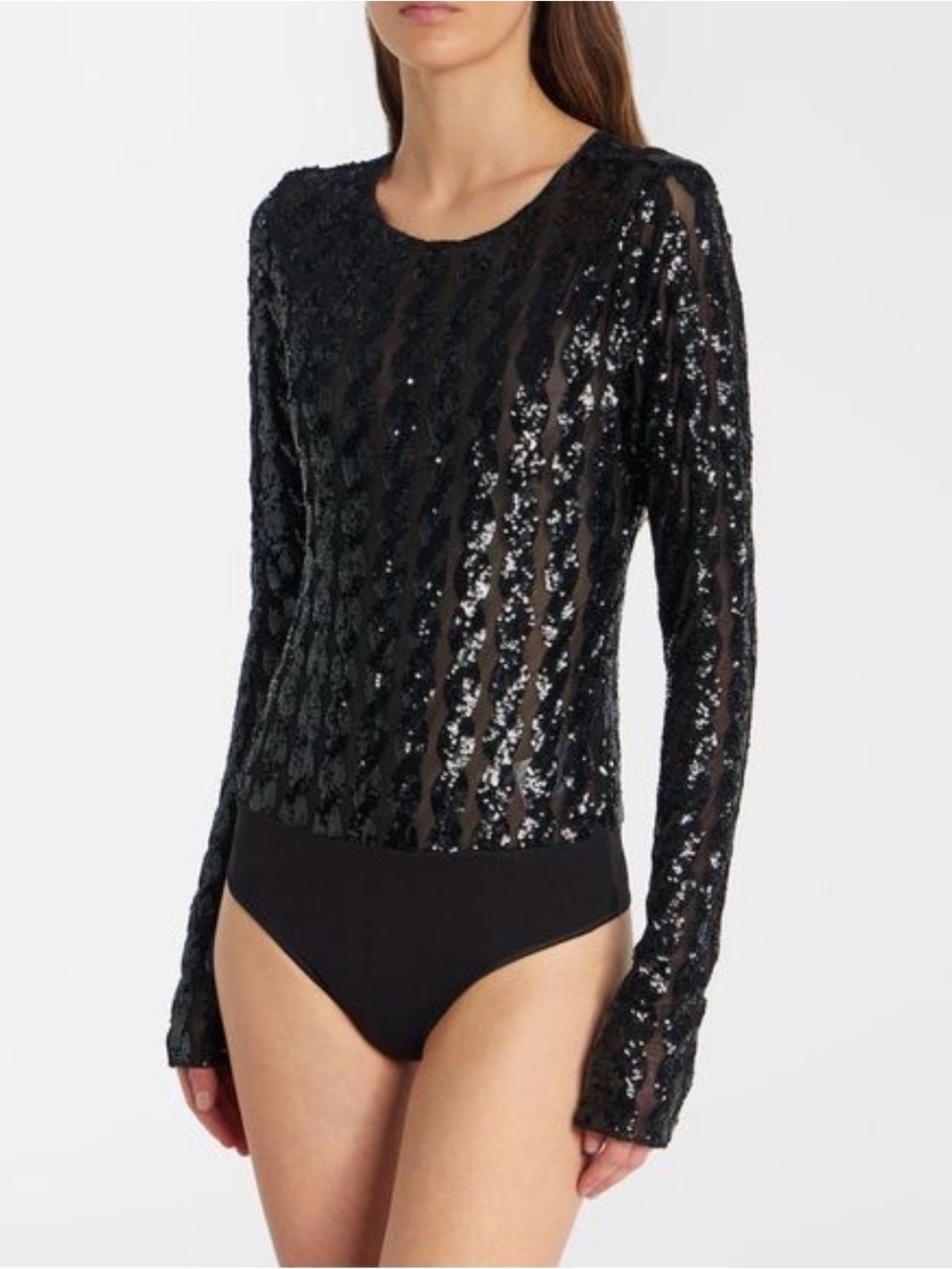 Polo Ralph Lauren Cable Sequin Long Sleeve Bodysuit black size XL